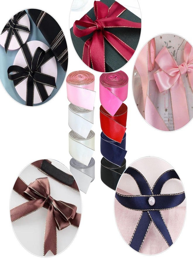 David accessories Satin Ribbon with Silver Edges 1.5 Inch Wide 20 Yards, Gold Border Fabric Ribbons for Gift Wrapping DIY Crafts Christmas Decor Wreath Bows Invitations (White) - Image 5